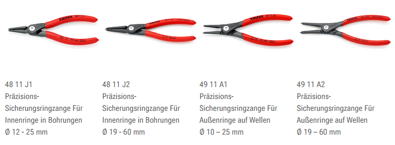 Knipex Sicherungsringzangen-SET 4-tlg.